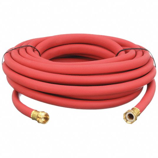 Water Hose: Coupled Assembly, 5/8 in Hose Inside Dia., 180°F, Red, 25 ft  Hose Lg
