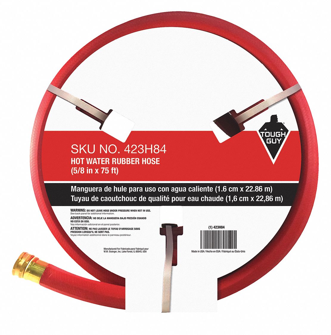 TOUGH GUY HOT WATER HOSE,HOT/COLD,RUBBER,75 FT. Garden Hoses