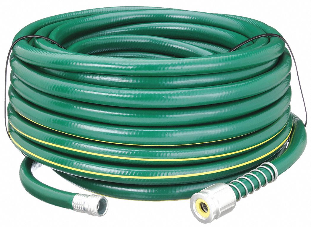 WATER HOSE, PVC, ⅝ IN INSIDE DIAMETER, 100 FT LENGTH, FGHT X MGHT, GREEN