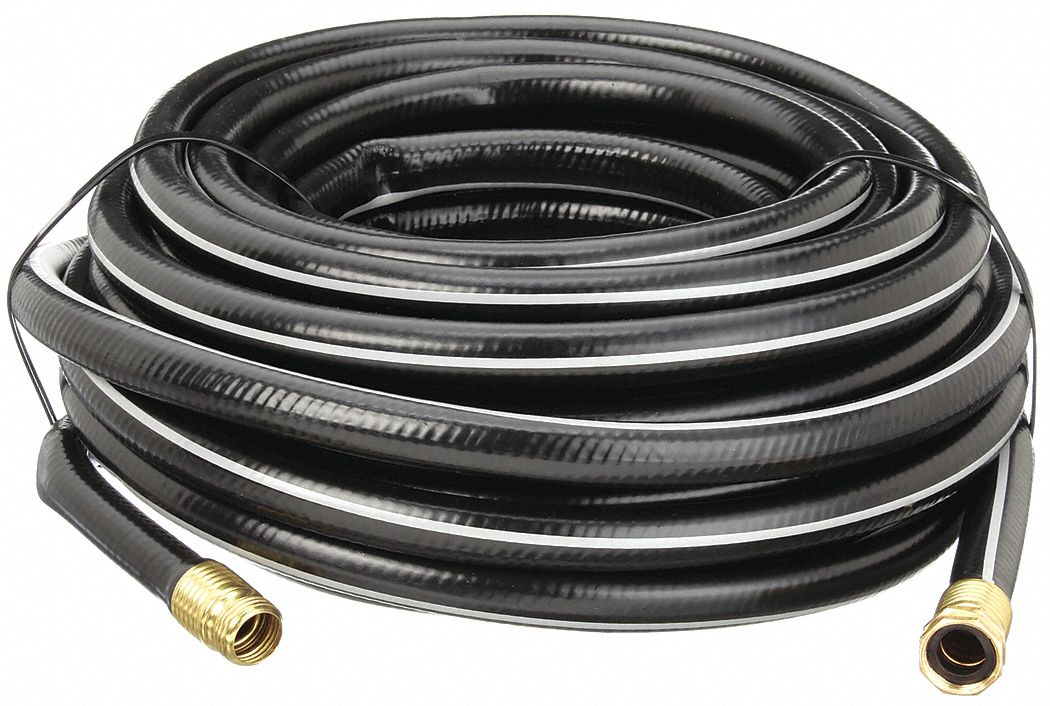 Water Hose: PVC, 3/4 in Inside Dia., 75 ft Lg, FGHT x MGHT, Black