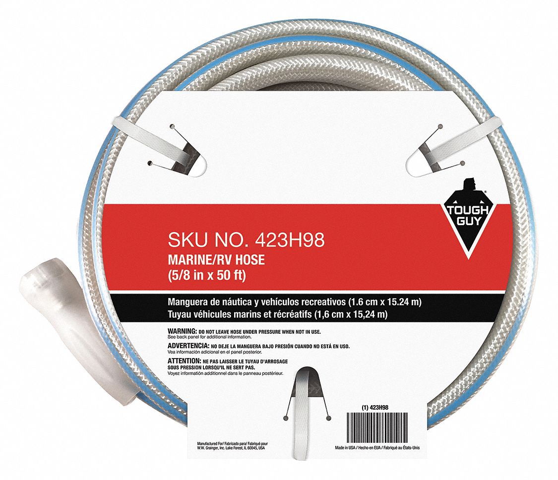 TOUGH GUY Water Hose, Water Hose, Hose Cover Material PVC, Temp. Range