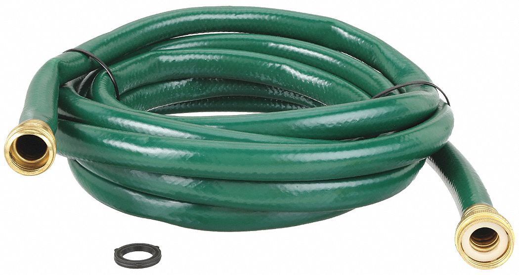 Water Hose: PVC, 5/8 in Inside Dia., 15 ft Lg, FGHT x MGHT, Green