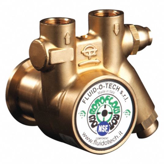 FLUID-O-TECH, Brass, 62 gph Max. Flow Rate, Rotary Vane Pump - 423J65