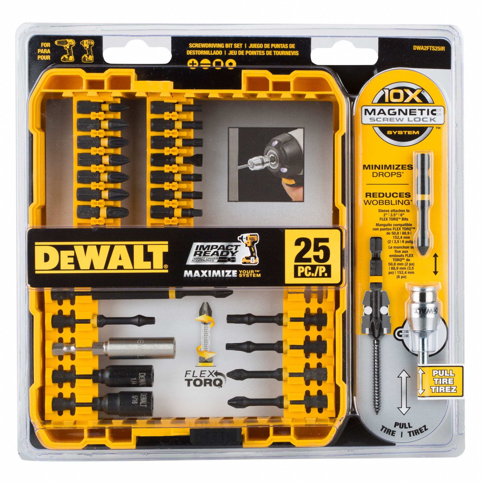 DEWALT Screwdriver Bit Set, 1/4 in Hex Shank Size 423J96DWA2FTS25IR