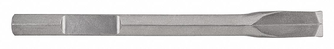 Chisel Bit: 1 in Head Wd, 15 3/4 in Overall Lg, 21/32 in Shank Dia, 1 1/8 in Shank Hex Size