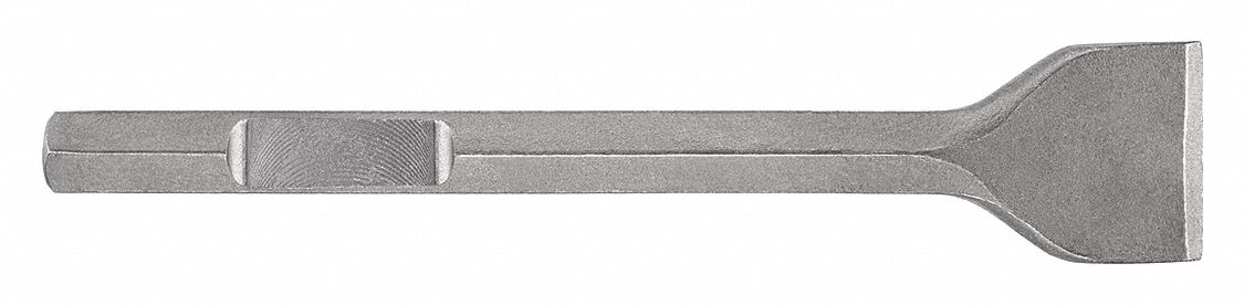 Breaker and Demolition Hammer Chisel: 3 in Head Wd, 15 1/2 in Overall Lg, 21/32 in Shank Dia