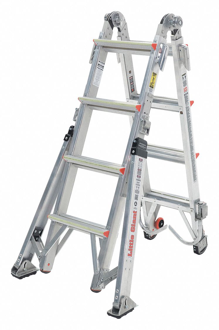 COMBINATION LADDER, 5 CONFIGURATIONS, ALUMINUM, 375 LB MAX LOAD CAPACITY, 54 LB W