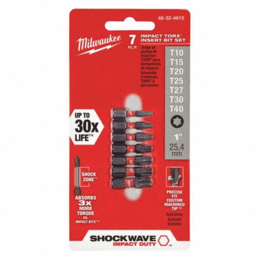 MILWAUKEE 7Piece Screwdriver Bit Set, 1 in Hex Shank Size 423K4648