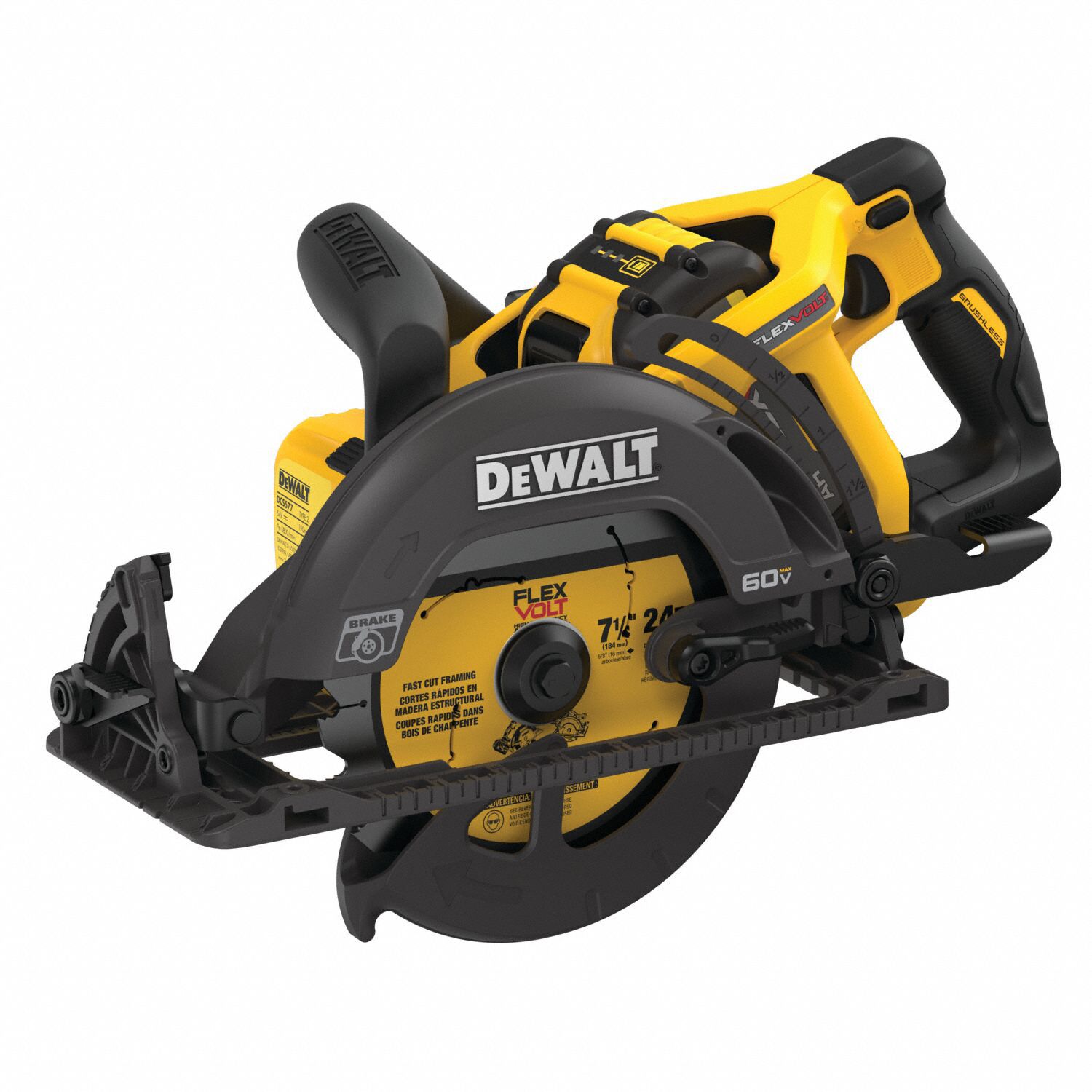 DEWALT Circular Saw Kit, 7 1/4 in Blade Dia., Left Blade Side, Bevel