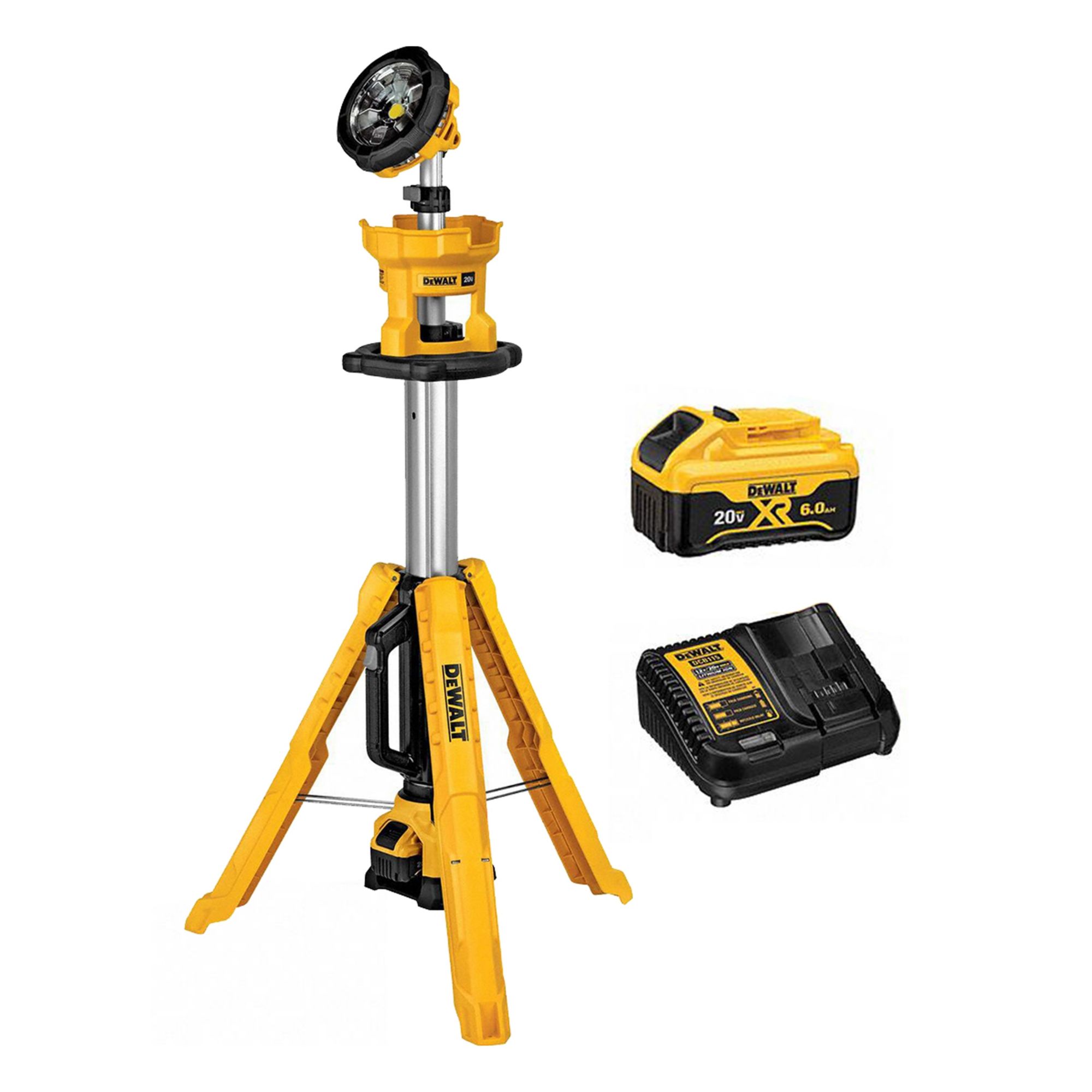Tripod Light: 20V MAX*, Tripod Light, 3, 000 lm Max., 3 Modes, 88 in Max. Ht, 20V DC