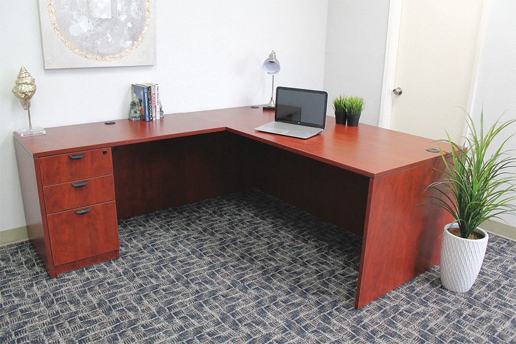 L-Shaped Workstation 29 1/2 H Mahogany