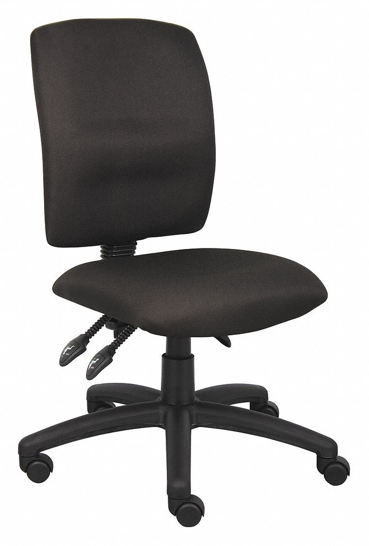 Office Chair: Black, Fabric Material, 18 1/2 in Back Ht, 19 1/2 in Seat Wd, 17 1/2 in Seat Dp