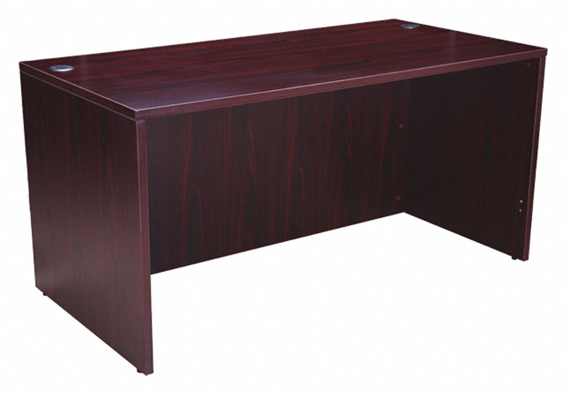 Credenza: Melamine, Mahogany, 0 Pedestals, 0 Drawers, 66 in Overall Wd, 29 in Overall Ht