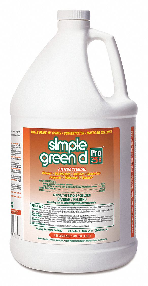 SIMPLE GREEN Disinfectant and Sanitizer, 1 gal. Jug, Sweet Lavender ...