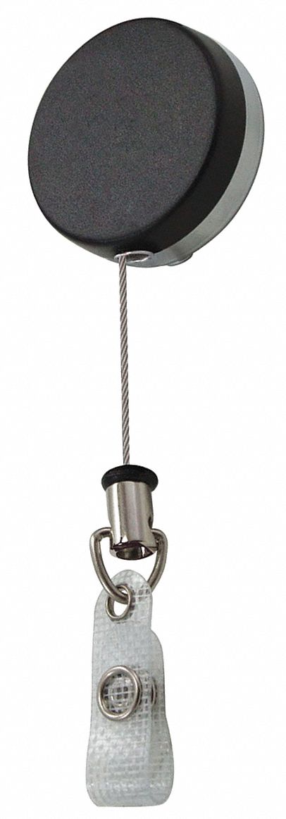 BADGE HOLDER, STRAP, HORIZONTAL/VERTICAL, 3 3/4 IN OVERALL H, 1 5/8 IN OVERALL W, BLACK, CHROME