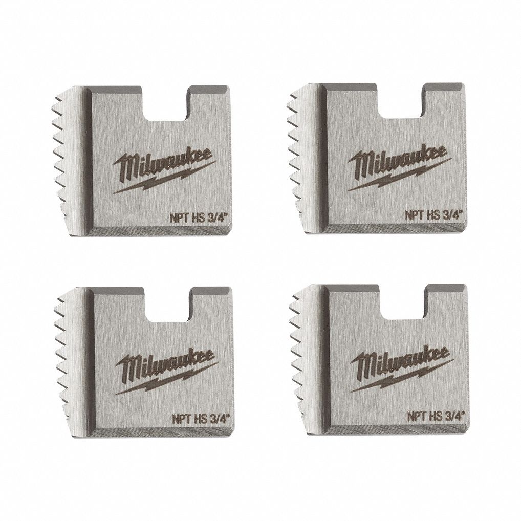 Pipe Threading Die Head: 3/4 in Pipe, NPT, Right Hand, High Speed Steel, 4 No. of Dies, 4 PK
