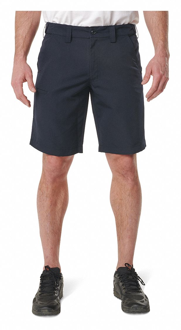 Tactical Shorts: Navy, 28 in Waist, 11 in Inseam, 100% Polyester Material, 5 Pockets
