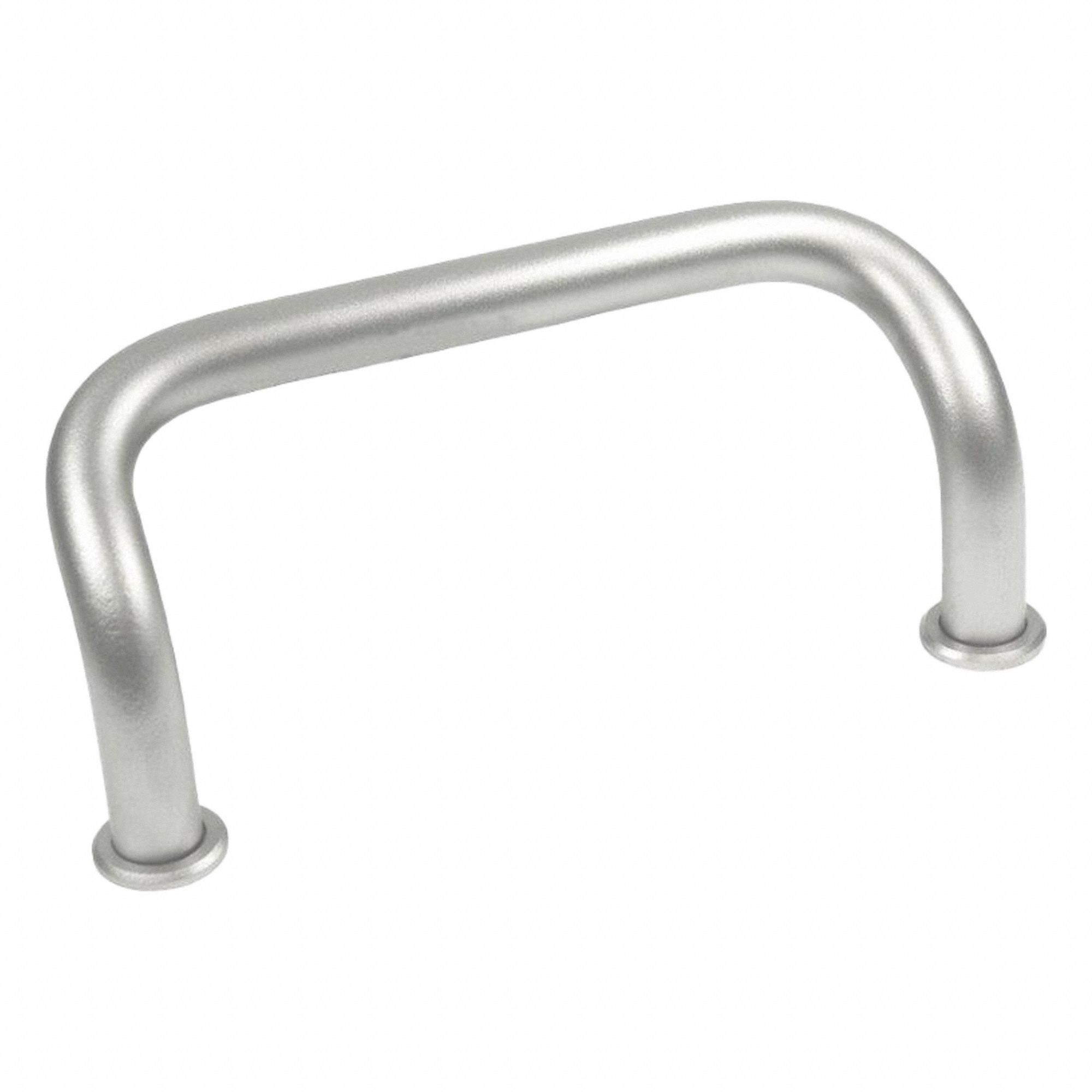 Pull Handle: Threaded Holes, Stainless Steel, Silver, 0.31 in, 2.05 in Grip Lg
