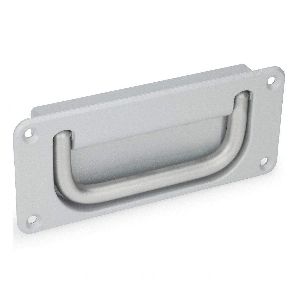 Recessed Folding Pull Handle: Unthreaded Holes, Stainless Steel, Silver, Bridge, 3/8 in