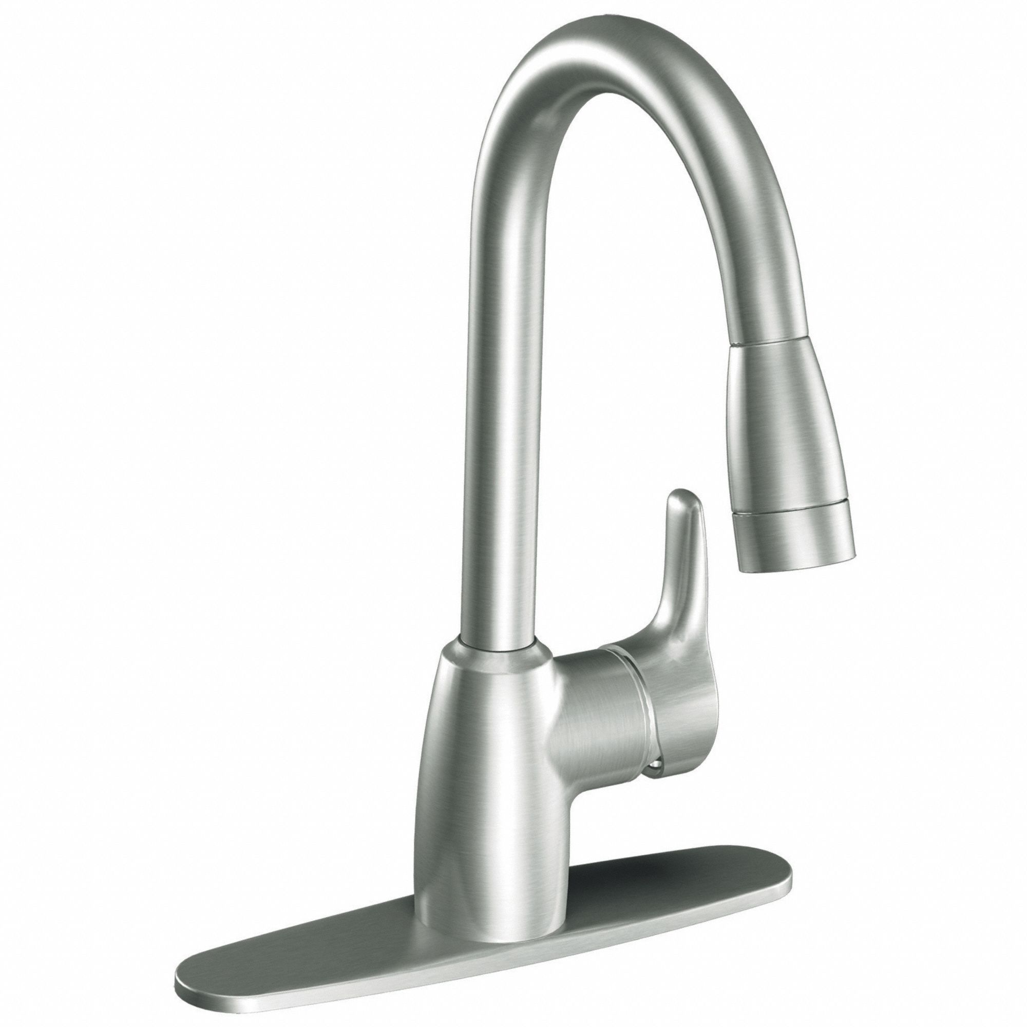 CLEVELAND FAUCET GROUP Stainless Steel, Gooseneck Pull Out, Kitchen Sink Faucet, Manual Faucet