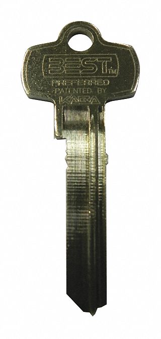 Key Blank: Compatible with BEST Locks, 1P Keyway Type, 0 Pins, Brass, Nickel Plated