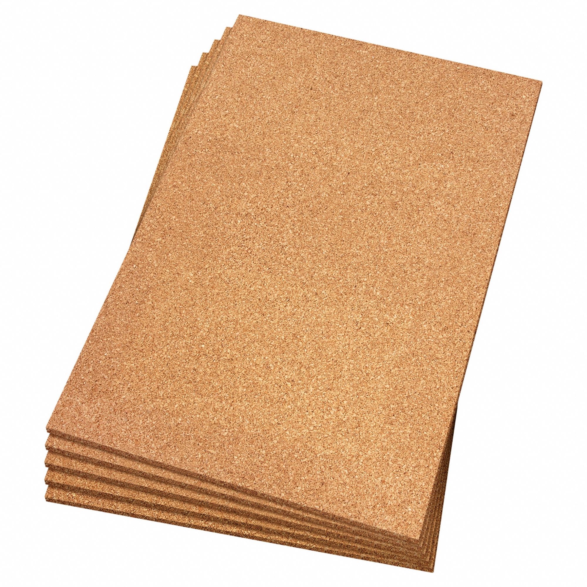 Cork, Sheet: Cork, 3 ft Lg, 24 in Wd, 1/2 in Thick, Plain Backing Plain Backing, Tan, 25 PK