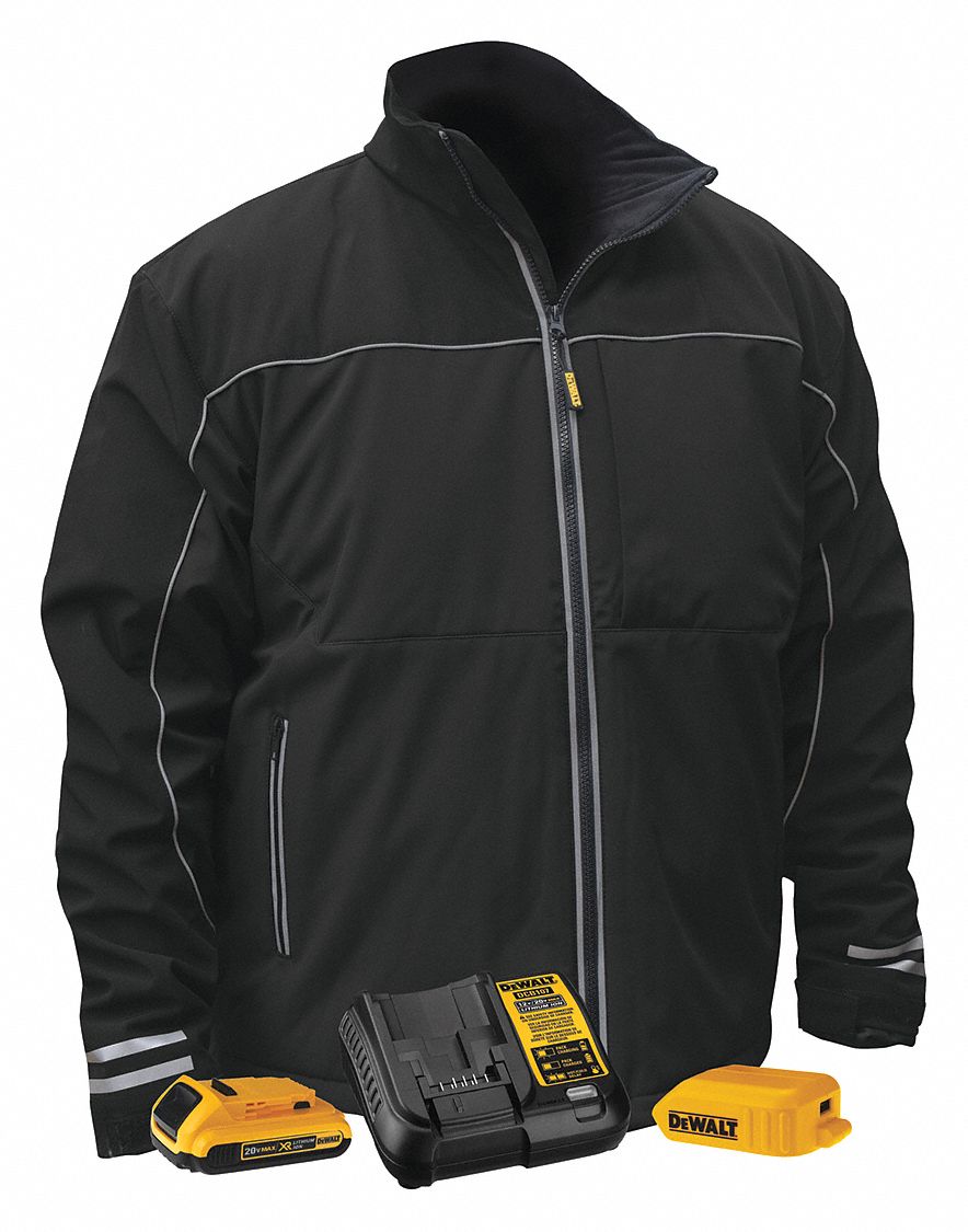 DEWALT Men's Black Heated Jacket, Size 2XL, Battery Included Yes