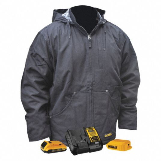 DEWALT Heated Jacket Men s 3XL Black Up to 9 hr 56 in Max Chest Size 5 Outside Pockets Zipper