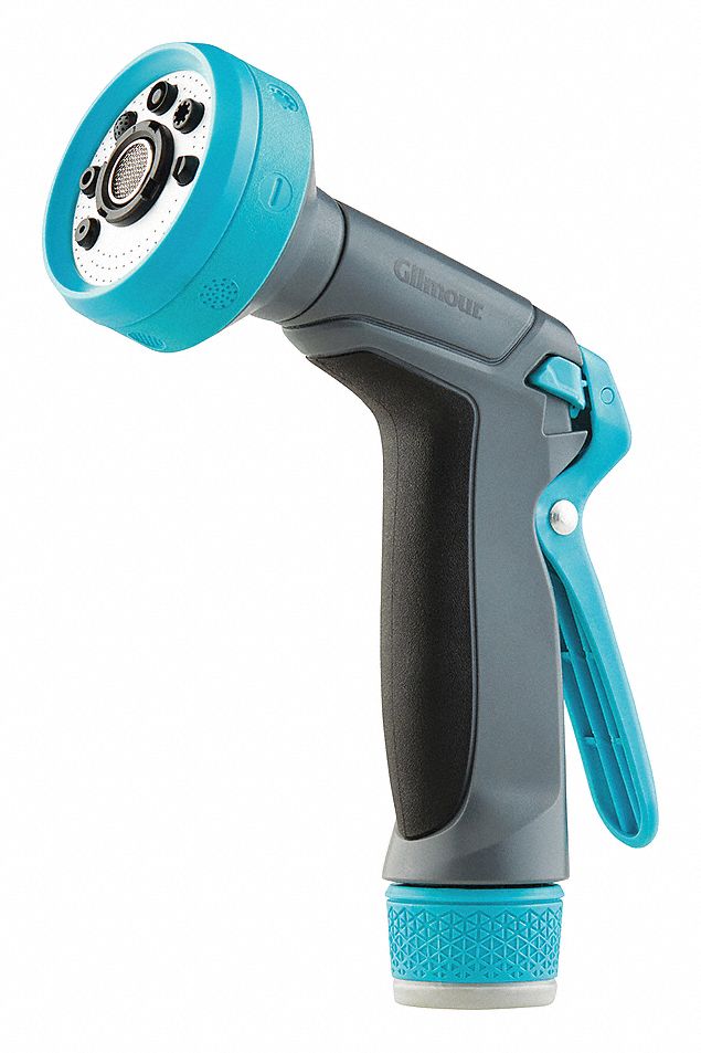 Spray Nozzle: 100 psi Max. Pressure, Trigger, 3/4 in GHT, Plastic, Aqua