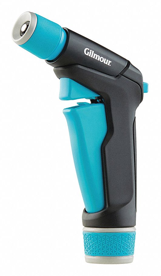 Spray Nozzle: 100 psi Max. Pressure, Trigger, 3/4 in GHT, Metal, Aqua, Pistol Grip