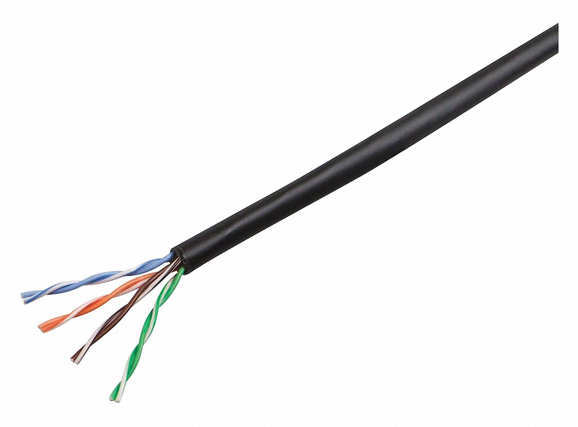 Data Cable, Cat 5e, 24 AWG, 1000ft, Black