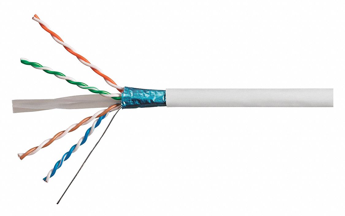 Data Cable, Cat 6A, 23 AWG, 1000ft, White