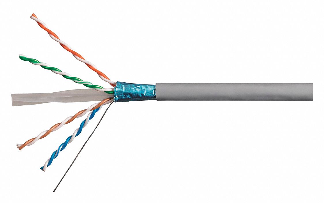 Data Cable, Cat 6, 23 AWG, 1000ft, Gray