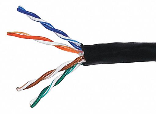 Data Cable, Cat 5e, 24 AWG, 1000ft, Black