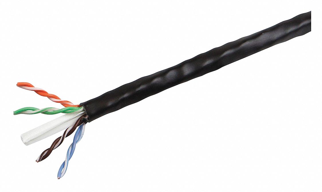 Data Cable, Cat 6, 23 AWG, 1000ft, Black