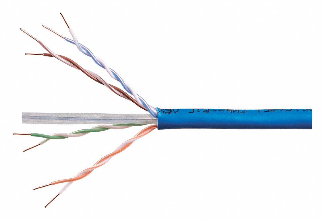Data Cable, Cat 6A, 23 AWG, 1000ft, Blue