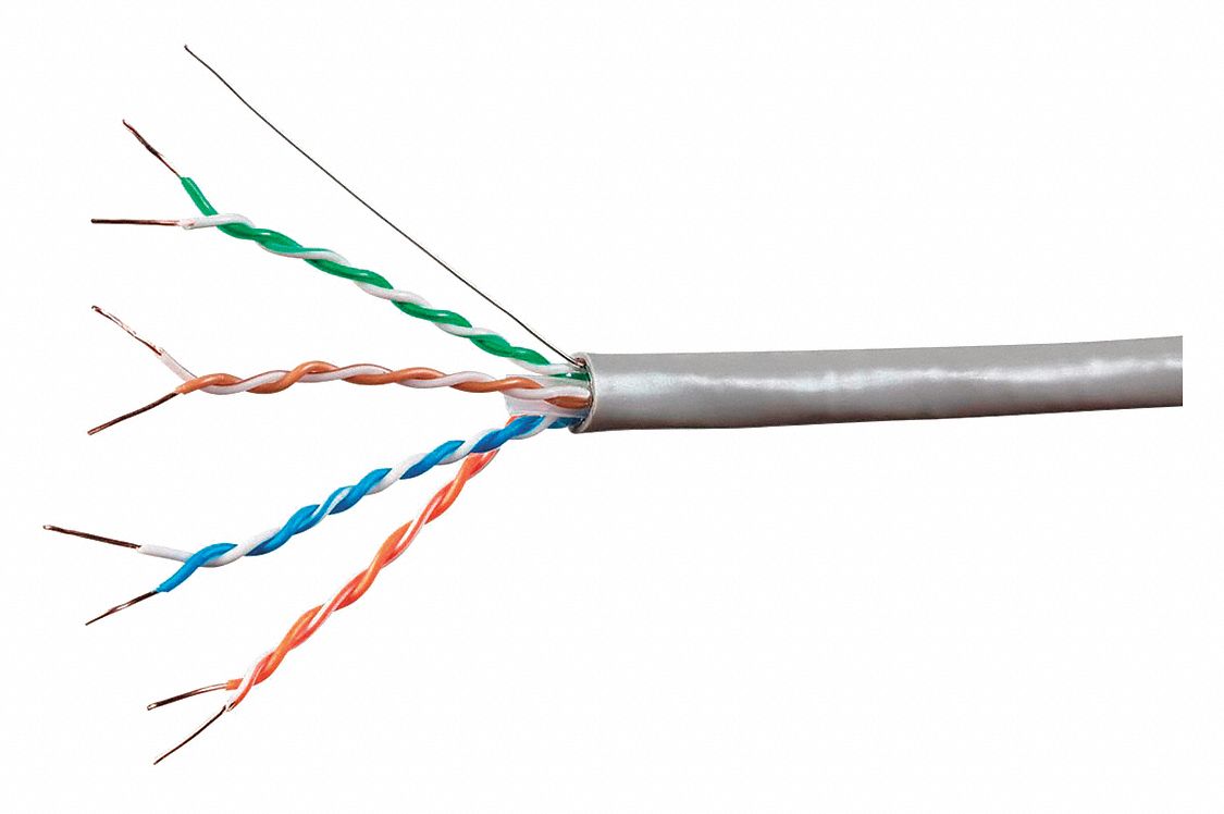 GRAINGER APPROVED Data Cable, Cat 6A, 23 AWG, 1000ft, Gray 425Y4521797 Grainger
