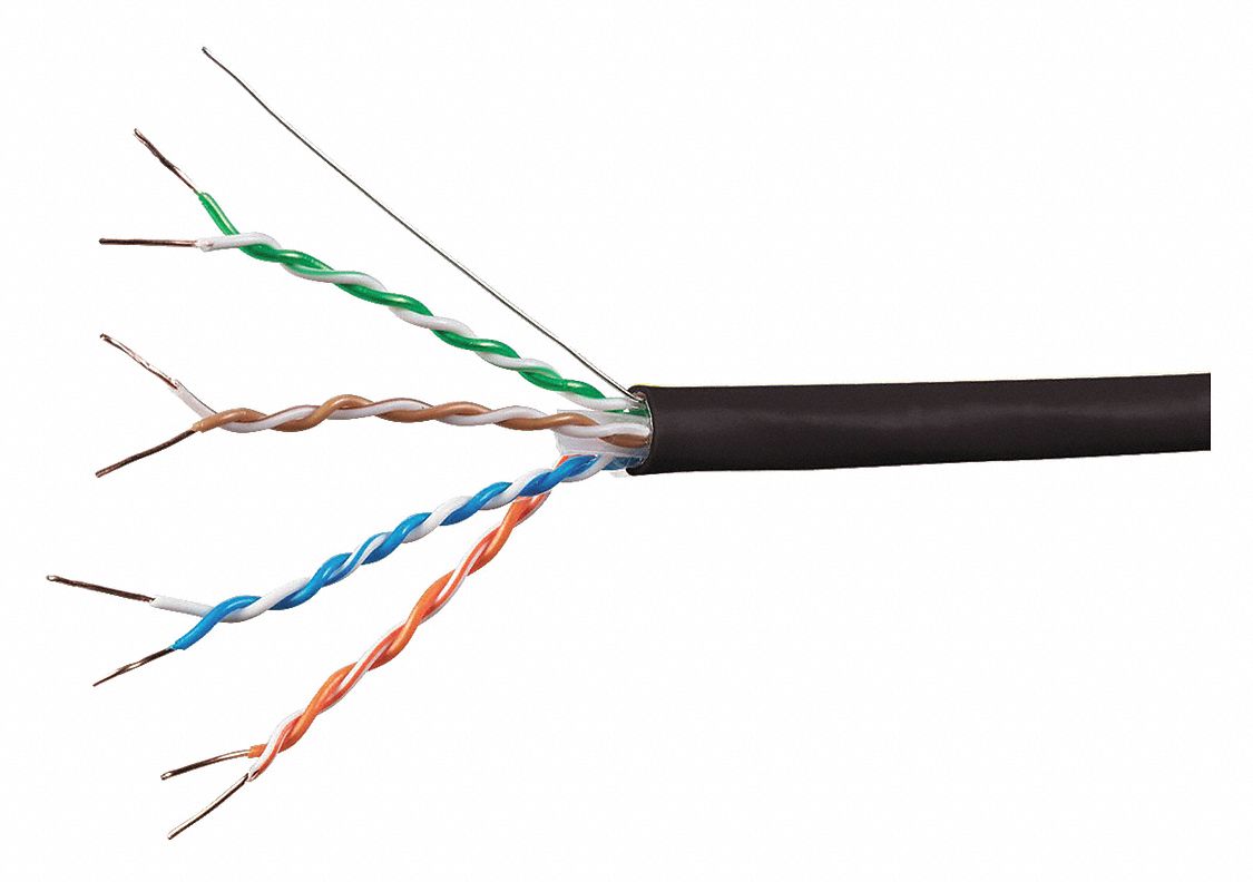 Data Cable, Cat 6A, 23 AWG, 1000ft, Black