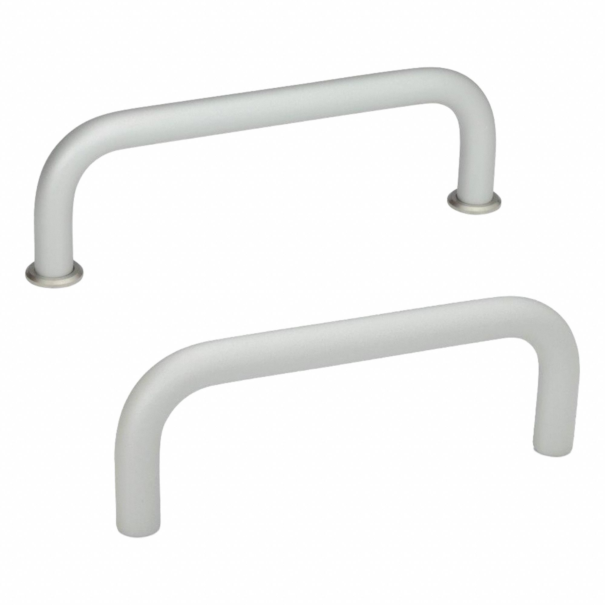 Pull Handle: Threaded Holes, Aluminum, Silver, 2.17 in Mounting Hole Center to Center