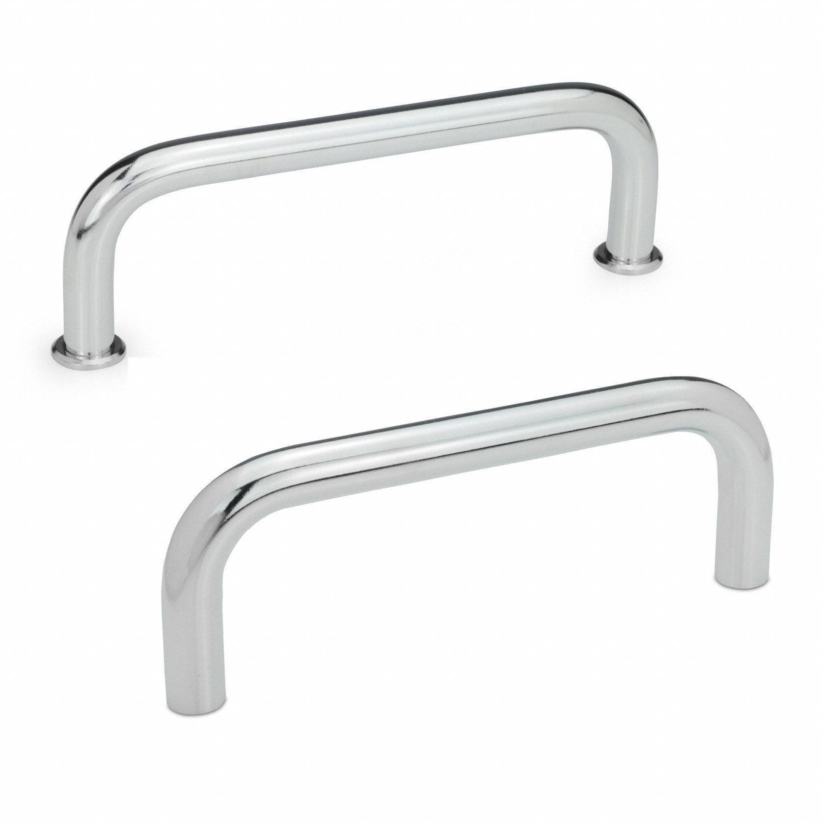 Pull Handle: Threaded Holes, Steel, Silver, 2.17 in Mounting Hole Center to Center, 0.31 in
