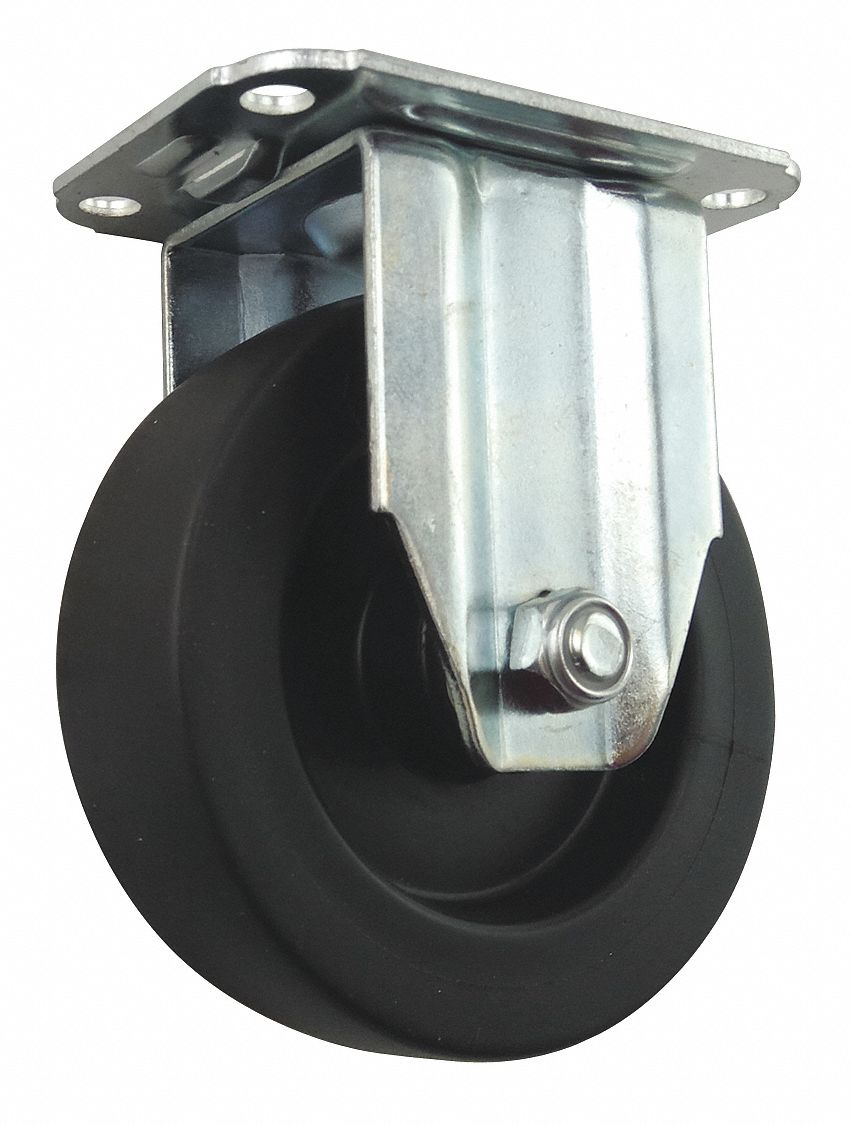 GRAINGER APPROVED Standard Plate Caster, Rigid, Polyolefin, 195 lb, 4