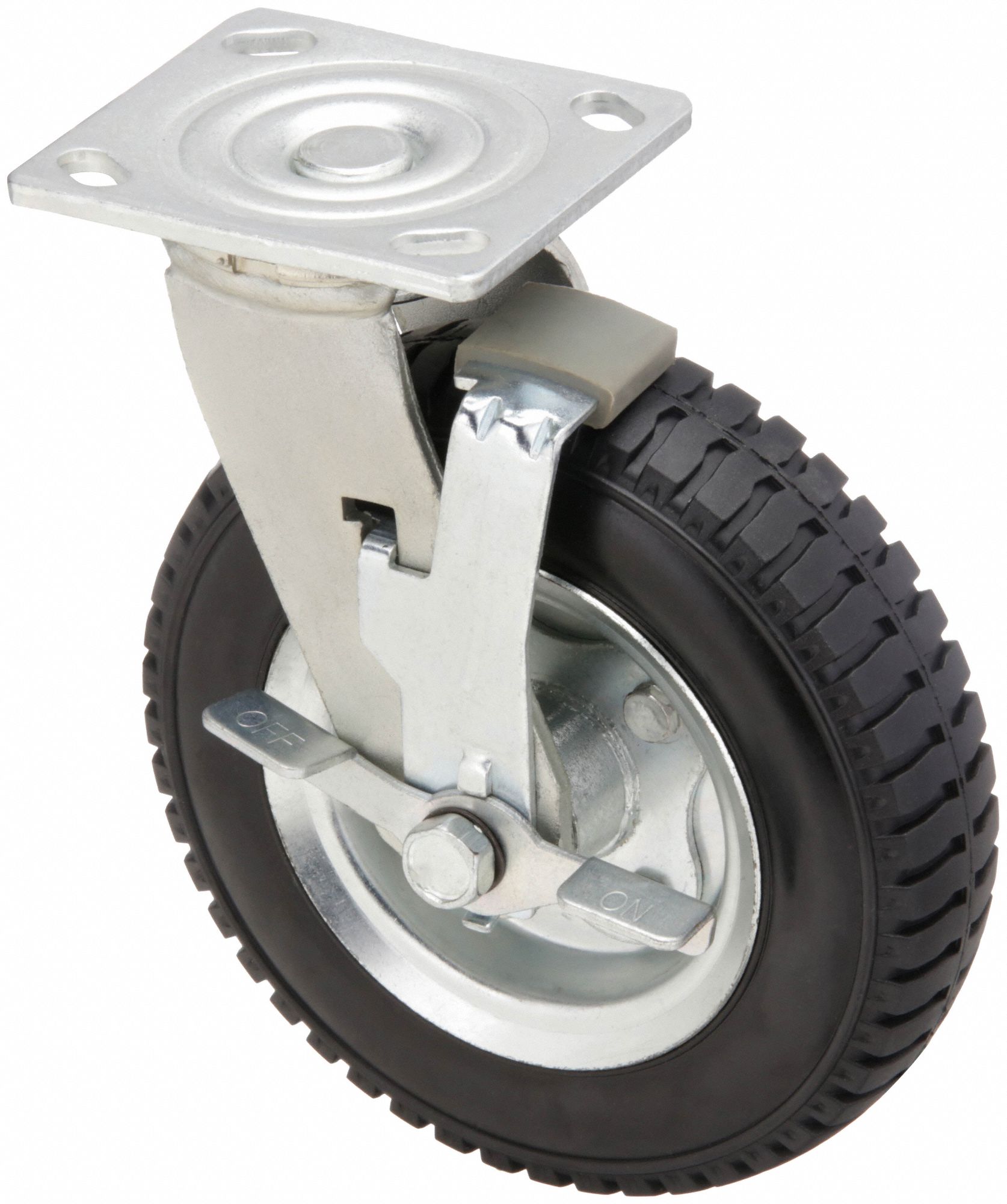 PLATE CASTER WITH FLAT-FREE WHEELS, 6 IN WHEEL DIAMETER, 250 LB, 7¼ IN MOUNTING H