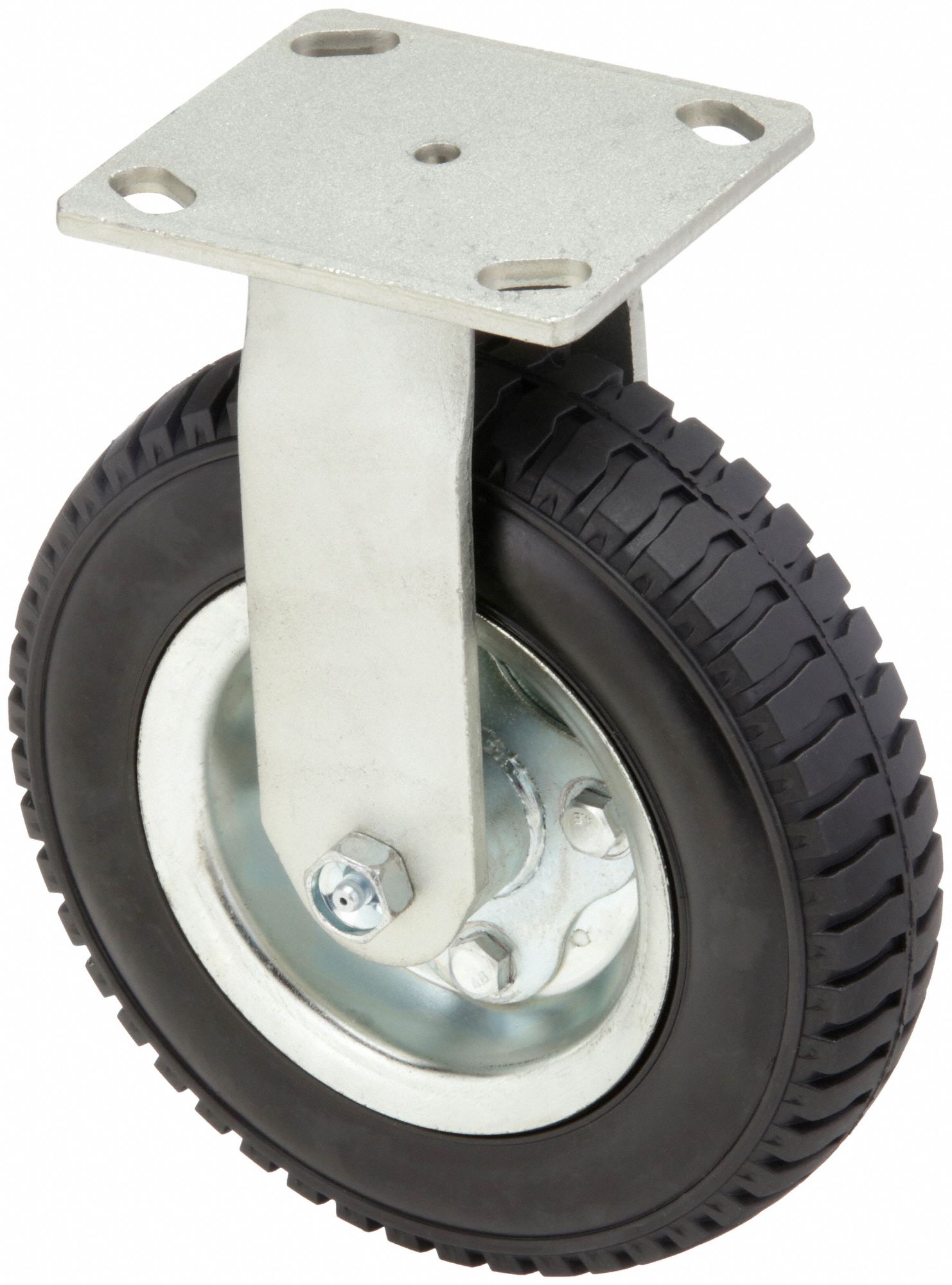 PLATE CASTER WITH FLAT-FREE WHEELS, 6 IN WHEEL DIAMETER, 250 LB, 7¼ IN MOUNTING H