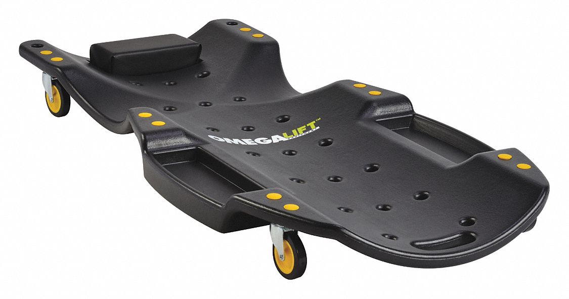 Creeper: Heavy-Duty, 440 lb Max Load Capacity, 4 in Ht Range, Plastic