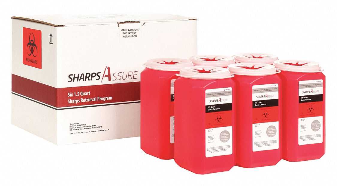 SHARPS ASSURE Sharps Container, Snap, 9 in Height, 12 in Length, 10 in