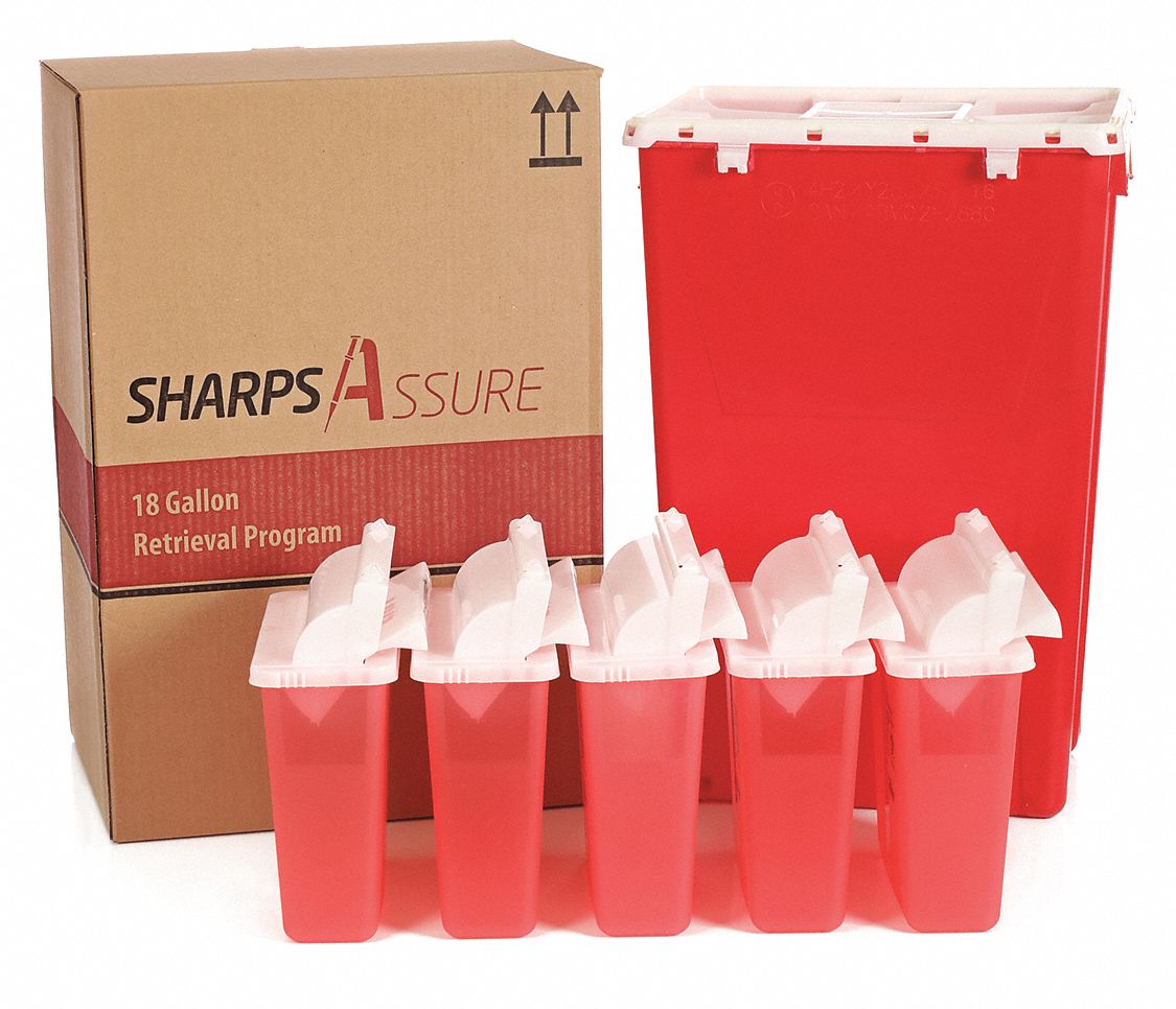 SHARPS ASSURE, Sharps Container, 18 gal Capacity, Sharps Container