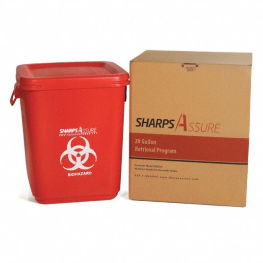 SHARPS ASSURE, Sharps Container, 28 gal Capacity, Sharps Container ...