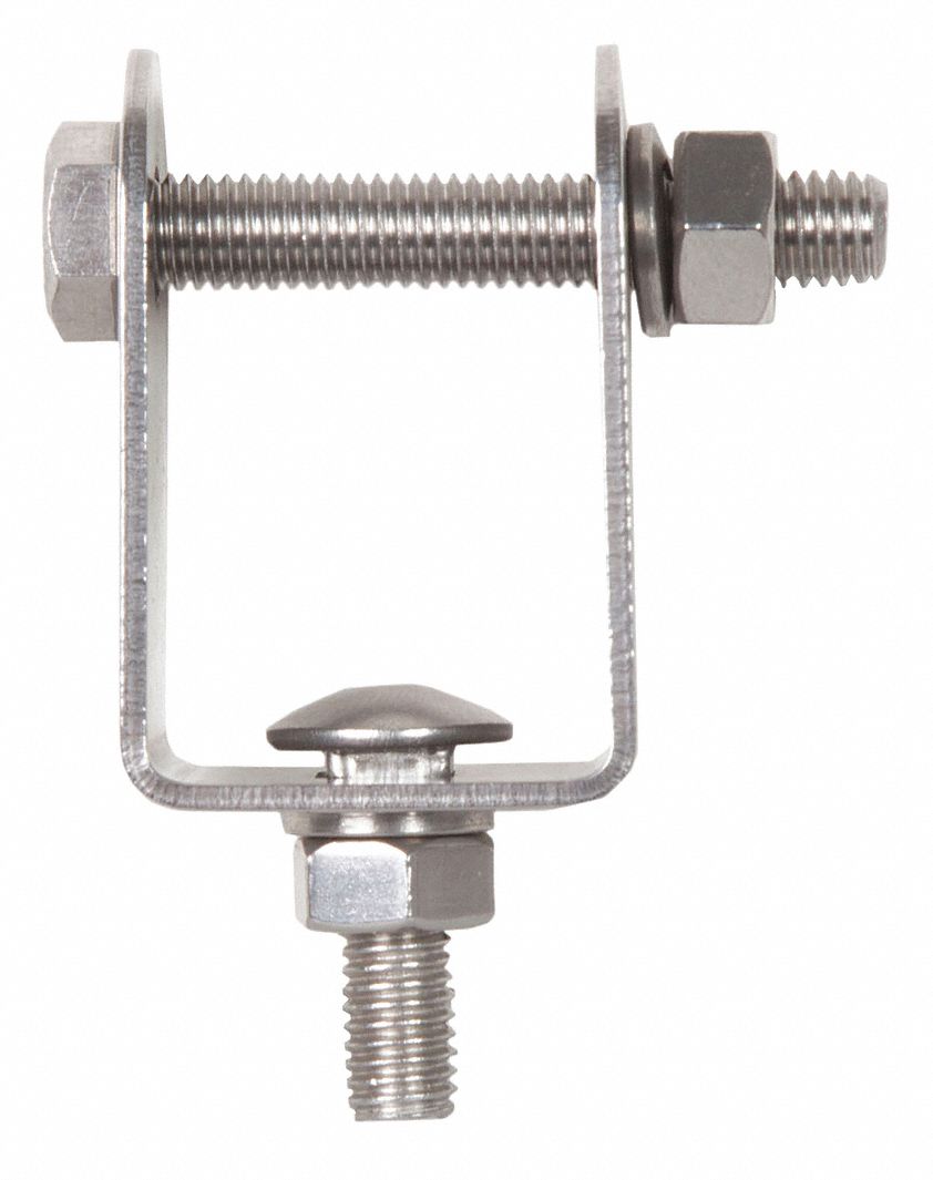 Mounting Bracket: Mounting Bracket, Silver, Stainless Steel, 1 in Lg, 2 in Ht, 1 5/16 in Wd