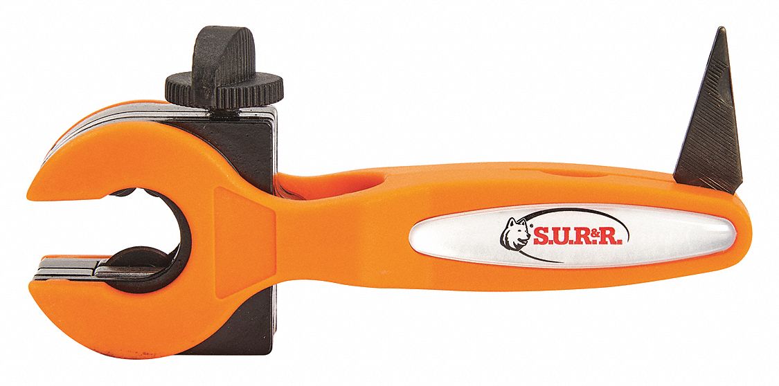 Tubing Cutter: 7 1/4 in Lg, 3 3/4 in Wd, Orange
