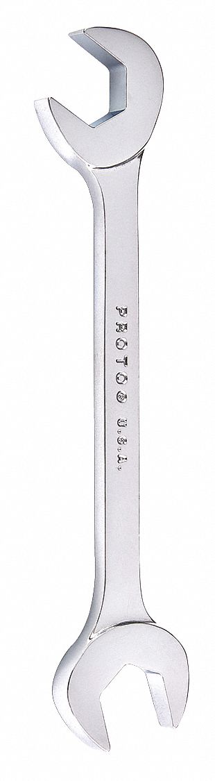 Open End Wrench: Alloy Steel, Chrome, 17 mm Head Size, 6 1/2 in Overall Lg, Std